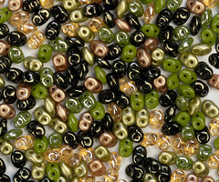 Super Duo Chech Glassbeads 2.5x5mm Forest Mix, 300 pieces