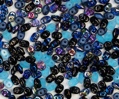 Super Duo Tsjechische Glaskralen 2.5x5mm Jeans Blue Mix, 300 stuks