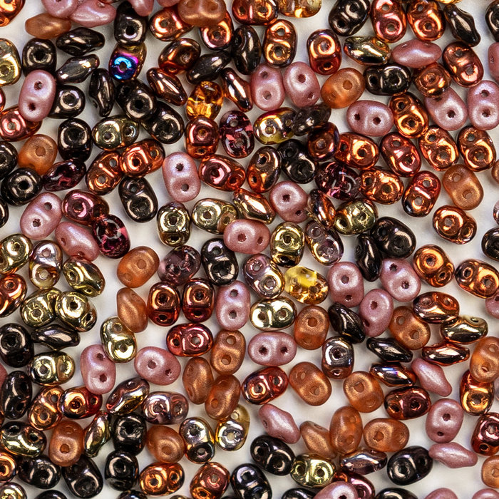 Super Duo Tsjechische Glaskralen 2.5x5mm Vintage Pink Mix, 300 stuks