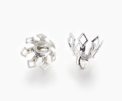 (edelsteen) Kapjes met een Oogje Zilver 8x8mm, 20 stuks