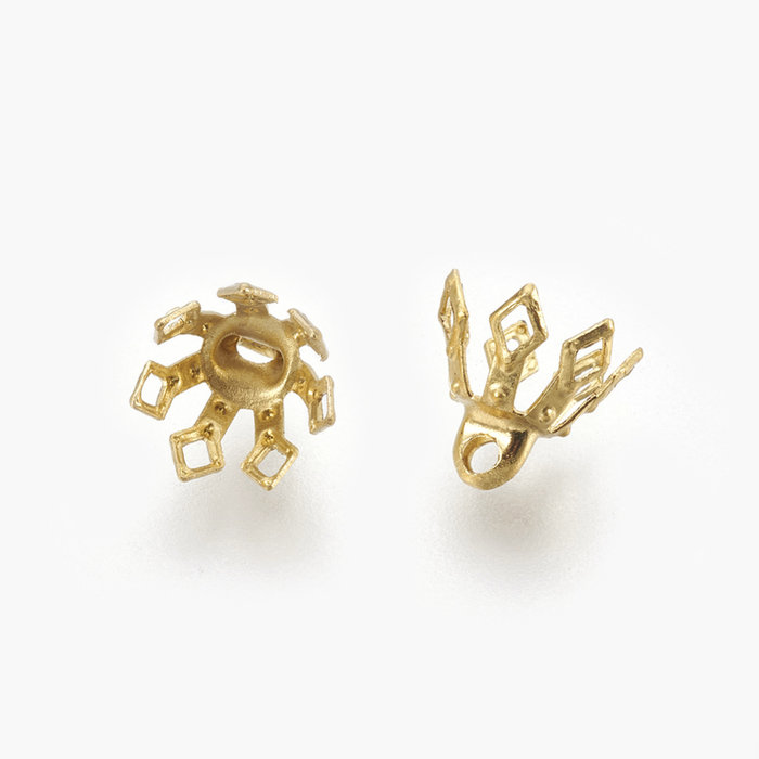 (edelsteen) Kapjes met een Oogje Gold Plated 8x8mm, 10 stuks