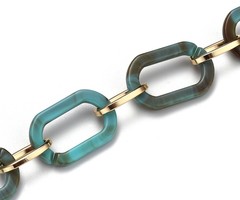 Gekleurde Jasseron Ketting Grote Schakels 22x15x3mm Turquoise Gold Plated, 1 meter