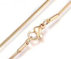 Stainless Steel 0.9mm Snakechain Necklace Gold Plated, 45cm