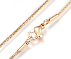 Stainless Steel 1.2mm Snakechain Necklace Gold Plated, 50cm