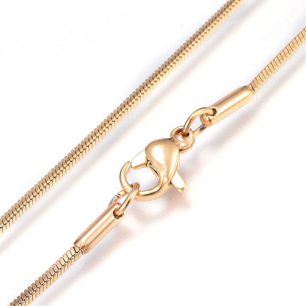 Stainless Steel 0.9mm Snakechain Necklace Gold Plated, 45cm