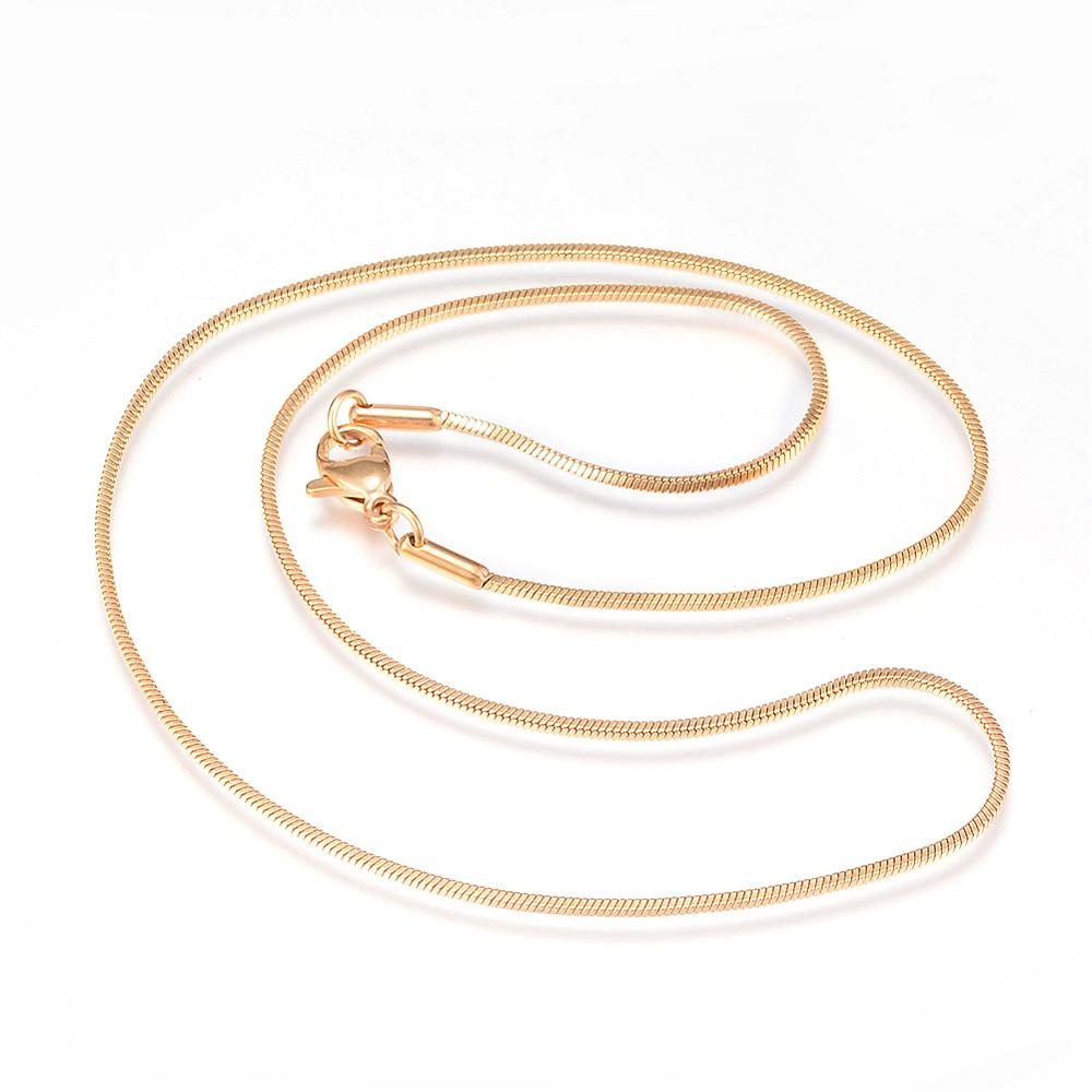 Stainless Steel 0.9mm Snakechain Necklace Gold Plated, 45cm