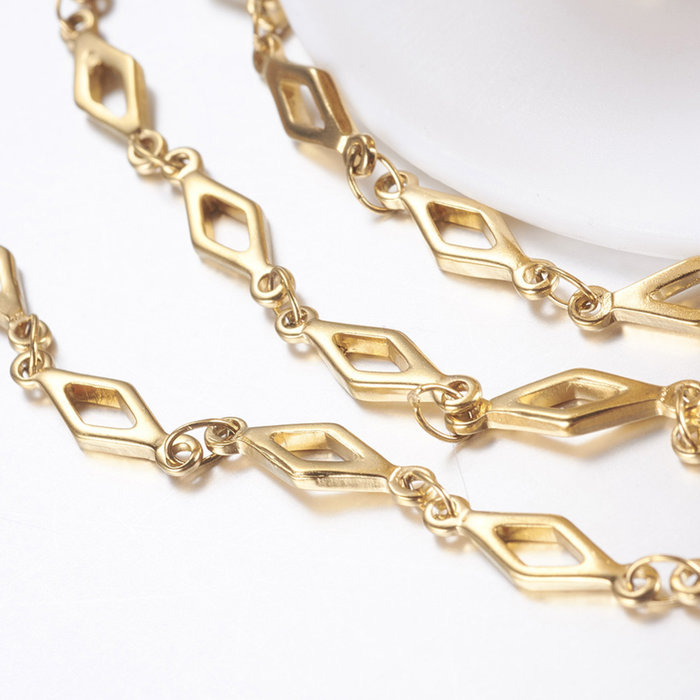 1 meter Stainless Steel Chain Gold Plated with Rhombus 13x4mm - A68