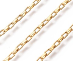 Stainless Steel 4x2mm Boxchain Ketting Gold Plated, 1 meter