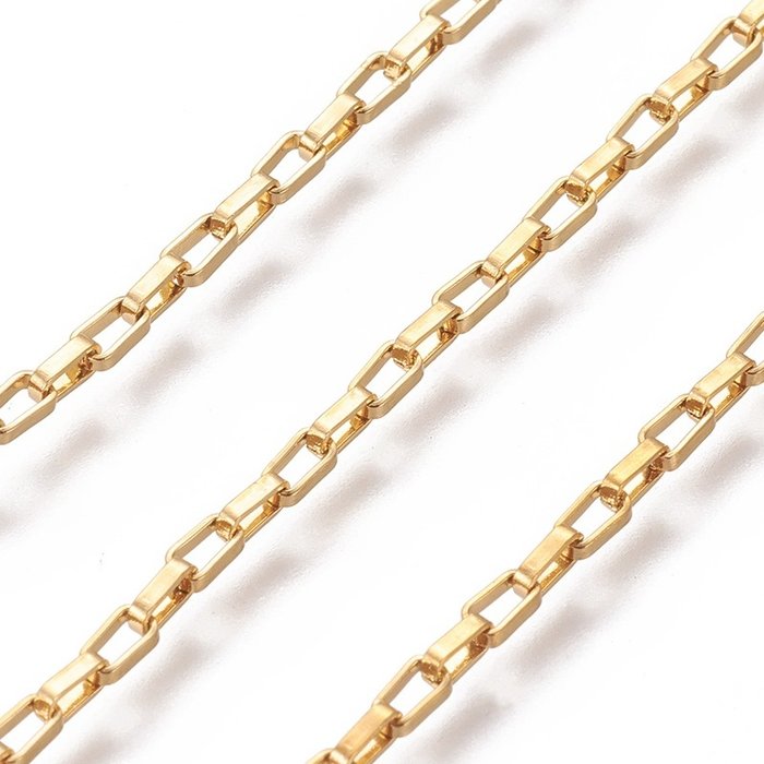 1 meter Stainless Steel 4x2mm Boxchain Ketting Gold Plated - A69