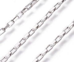 Stainless Steel 4x2mm Boxchain Ketting Zilver, 1 meter