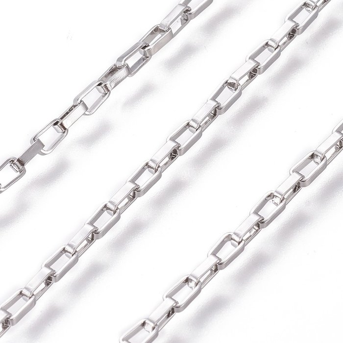 Stainless Steel 4x2mm Boxchain Ketting Zilver, 1 meter