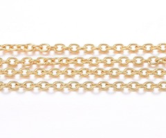 Stainless Steel 2.5x2mm Ketting Gold Plated, 1 meter