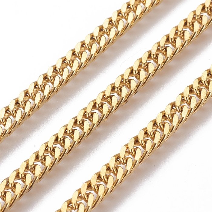 1 meter Stainless Steel 5mm  Curb Chain Ketting Gold Plated - A71