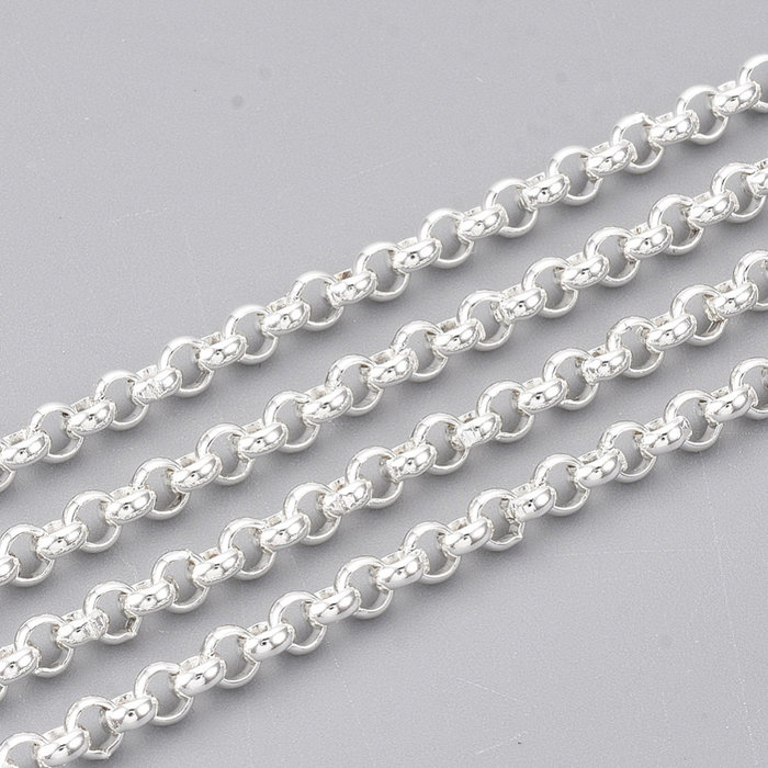 Stainless Steel 3mm Rolo Chain Silver Plated Ketting, 1 meter
