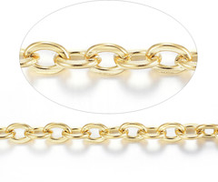 Stainless Steel 4x3mm Ketting Gold Plated, 1 meter