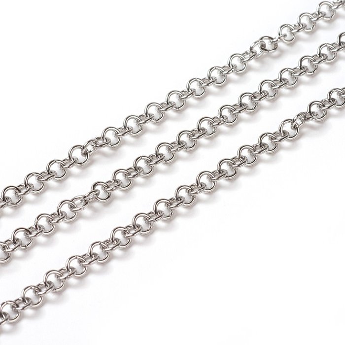 Stainless Steel 4mm Rolo Chain Silver, 1 meter