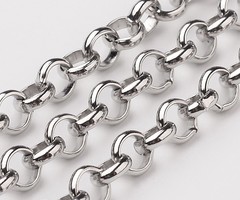 Stainless Steel 5mm Rolo Chain Ketting Zilver, 1 meter