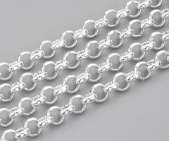 Stainless Steel 6mm Rolo Chain Silver Plated, 1 meter