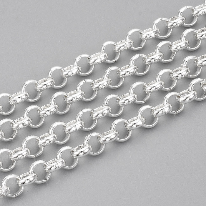 Stainless Steel 6mm Rolo Chain Silver Plated, 1 meter