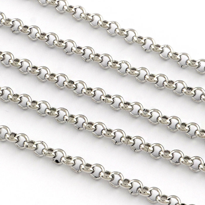 Stainless Steel 4mm Rolo Chain Silver, 1 meter
