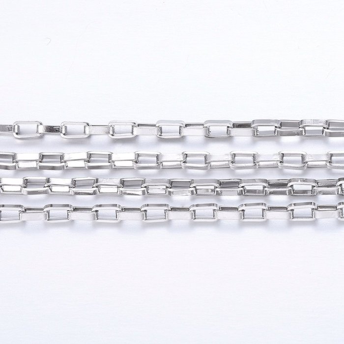 Stainless Steel 2x3.5mm Box Chain Silver, 1 meter