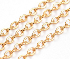 Stainless Steel 1.5mm Cable Chain Gold Plated, 1 meter