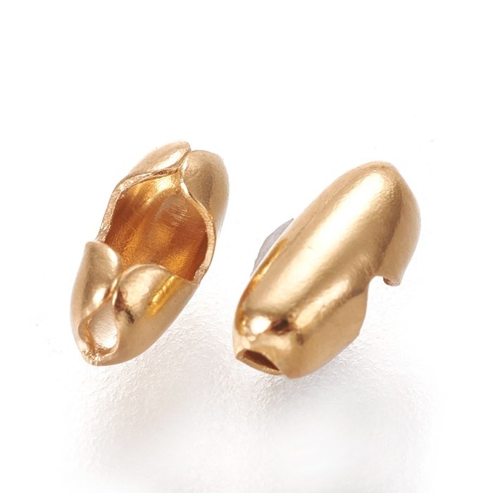 Stainless Steel Ballchain Closure Clasp for 1.5mm Ballchain Gold Plated, 10 pieces