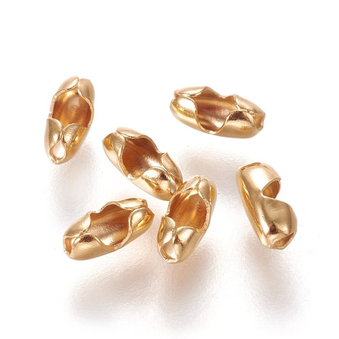 Stainless Steel Ballchain Closure Clasp for 1.5mm Ballchain Gold Plated, 10 pieces