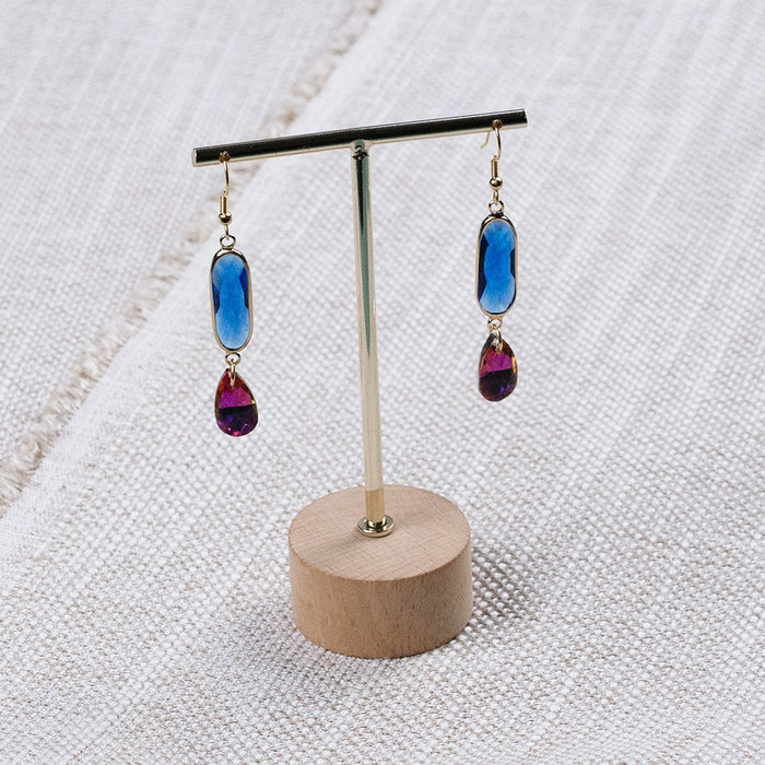 1025 Glass Charm Teardrop Violet Shine 16x9x5mm