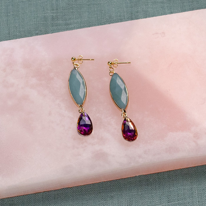 Facet Tussenzetsel Natural Amazoniet Gold Plated 34x10mm