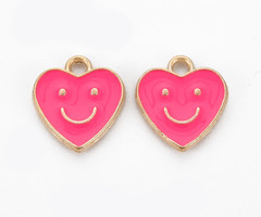Smiley Bedel Hartje Roze 13x12mm