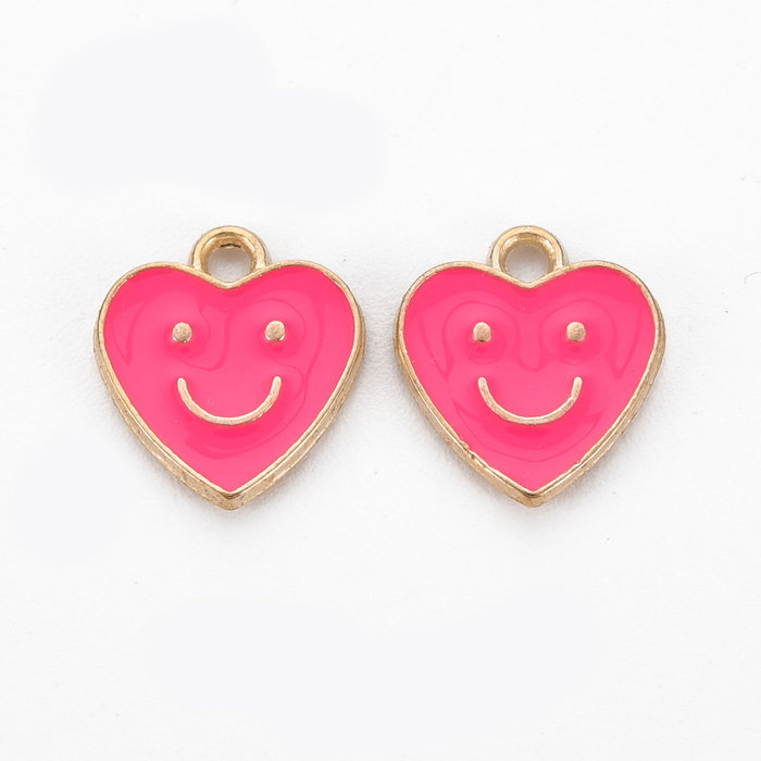 Smiley Charm Heart Pink 13x12mm