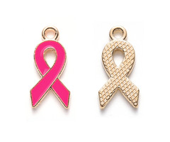 Pink Ribbon Strikje Bedel Roze 20x10mm