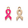 Pink Ribbon Awareness Charm Pink with Gold 20x10mm