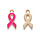 Pink Ribbon Strikje Bedel Roze met Goud 20x10mm