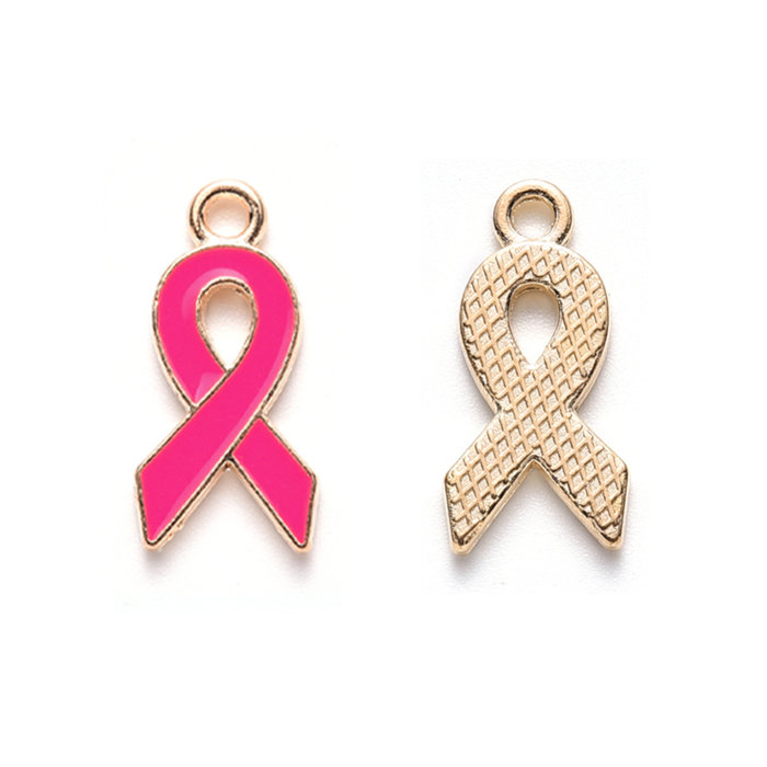 Pink Ribbon Strikje Bedel Roze 20x10mm