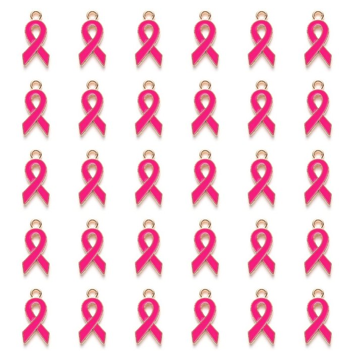 Pink Ribbon Awareness Charm Pink 20x10mm