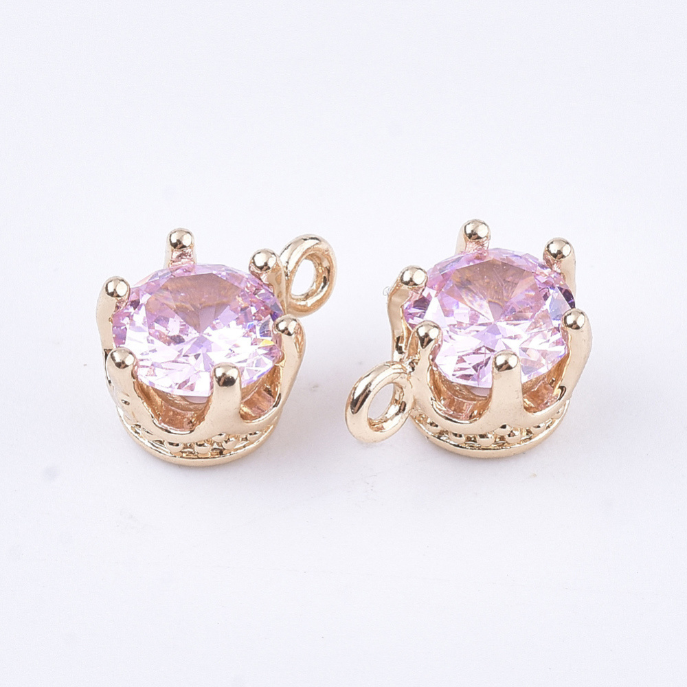 Faceted Glass Charm 8x6mm Light Pink