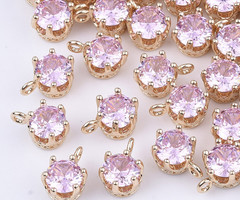 Faceted Glass Charm 8x6mm Light Pink