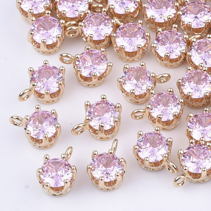 Faceted Glass Charm 8x6mm Light Pink