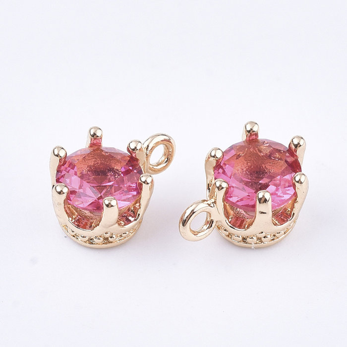 Luxe Facet Geslepen Glas Bedel 8x6mm Roze