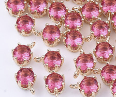 Luxe Facet Geslepen Glas Bedel 8x6mm Roze