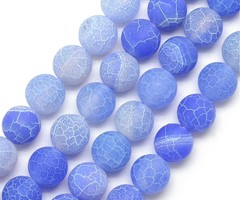 Dyed Frosted Agaat Kralen Blauw 7.5~8mm, streng 45 stuks