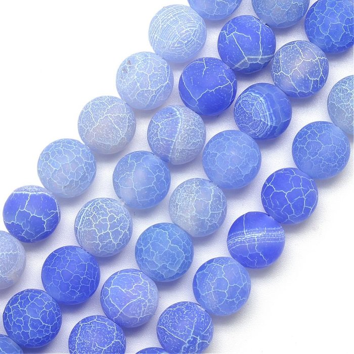 Dyed Frosted Agaat Kralen Blauw 7.5~8mm, streng 45 stuks