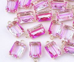 Luxe Facet Geslepen Glas Bedel 17x10mm Roze