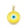 Evil Eye Glass Charm with Brass 19x16mm Yellow
