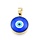 Evil Eye Glass Charm with Brass 19x16mm Blue