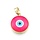 Evil Eye Glass Charm with Brass 19x16mm Pink