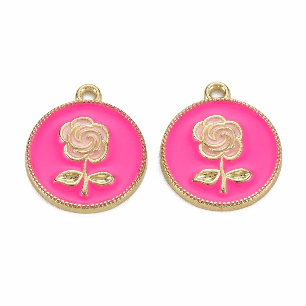 Grote Vintage Roos Bedel 21x18mm Fel Roze