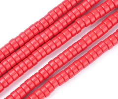 Glaskralen Howliet / Turquoise Look 4x2mm Heishi Disc Koraal Rood, streng 150 stuks